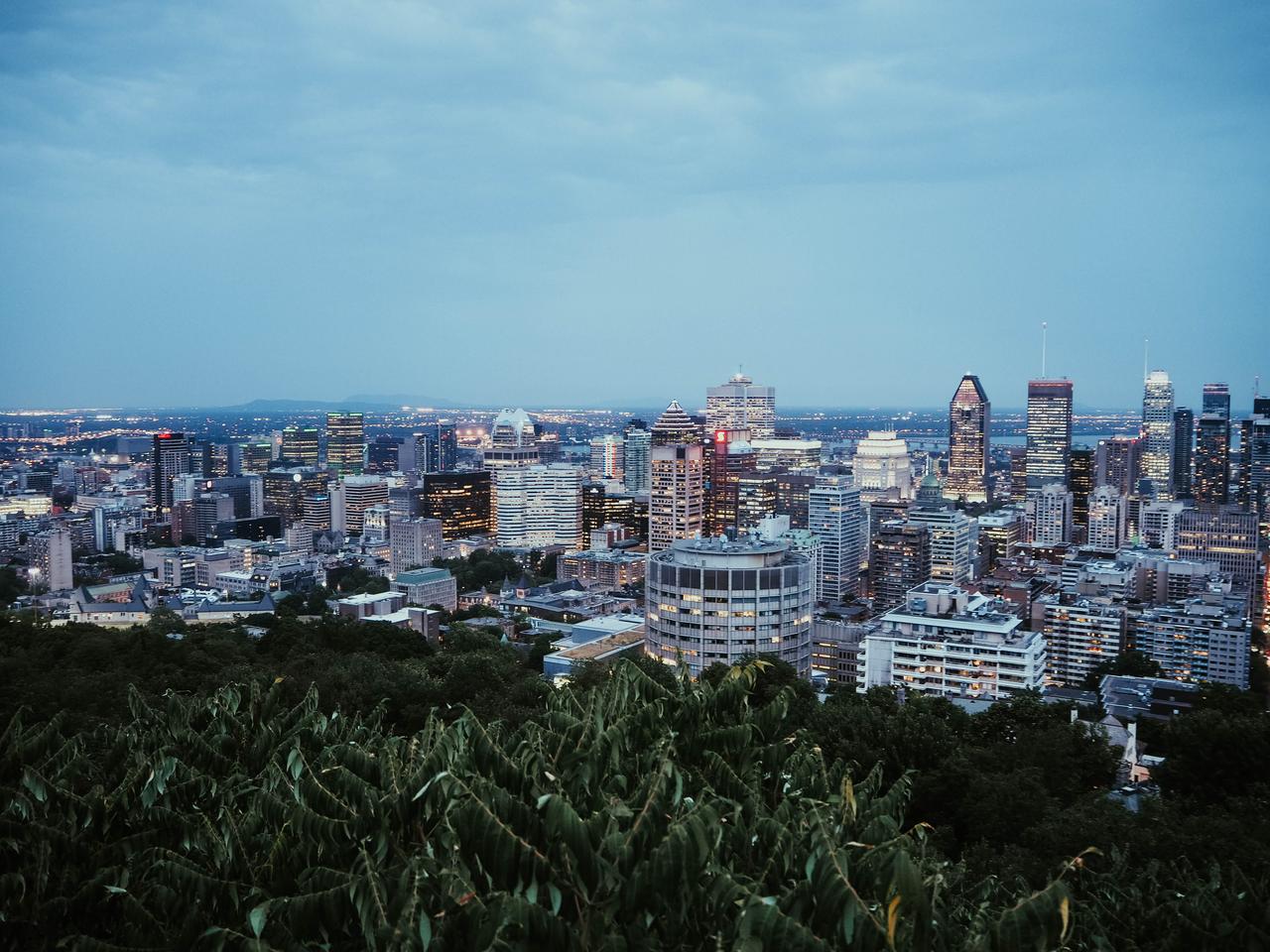 Montreal skyscraper 1000 de la Gauchetiere aerial view from Kondiaronk lookout