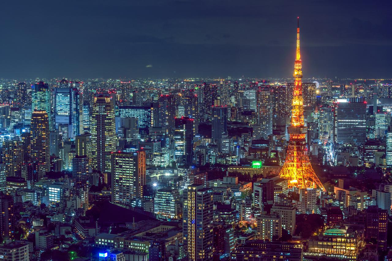 Flag of Tokyo city with red circular emblem on white background